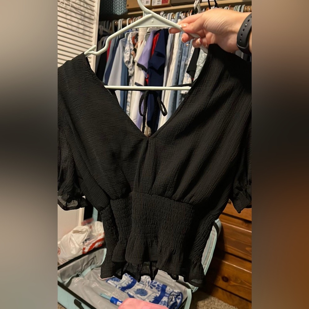 Elegant Black V-Neck top